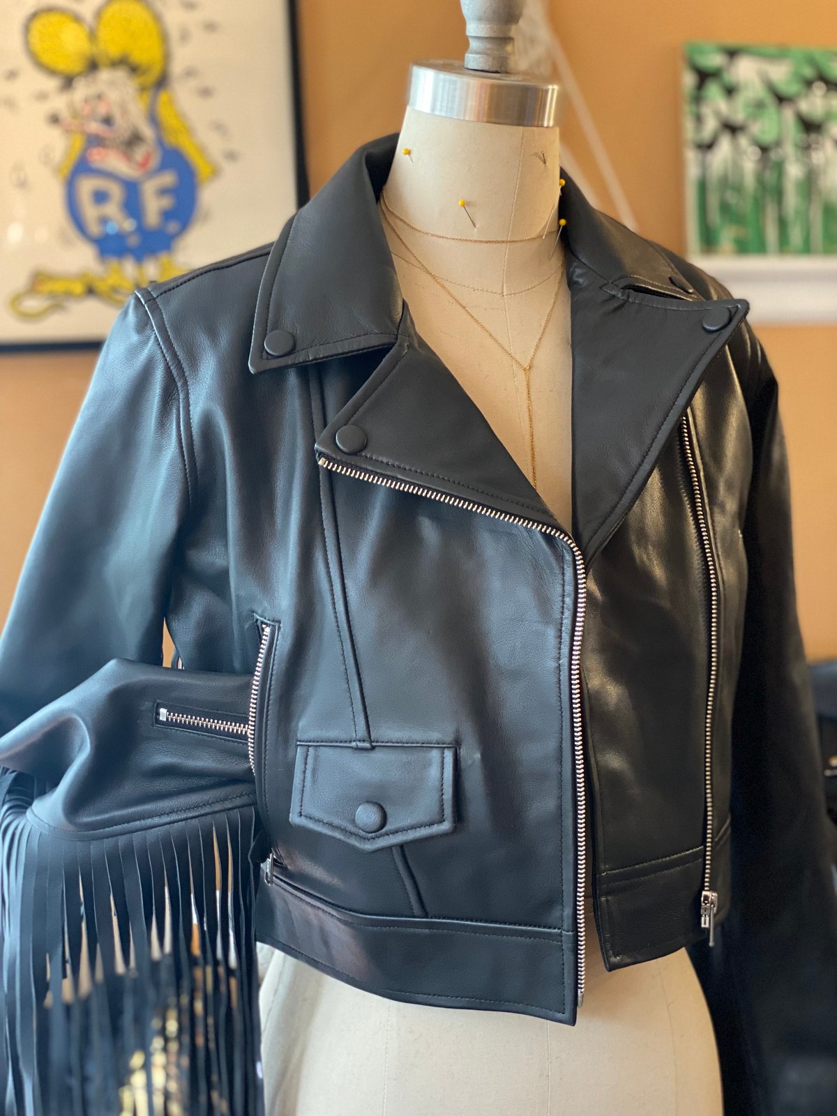 motorcycle jacket with tassels