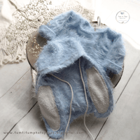 Image 1 of Photoshoot Sitter set - Blue Bunny- fluffy - size 12 months