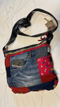 Image 1 of Red-Blue Jeans Messenger Bag