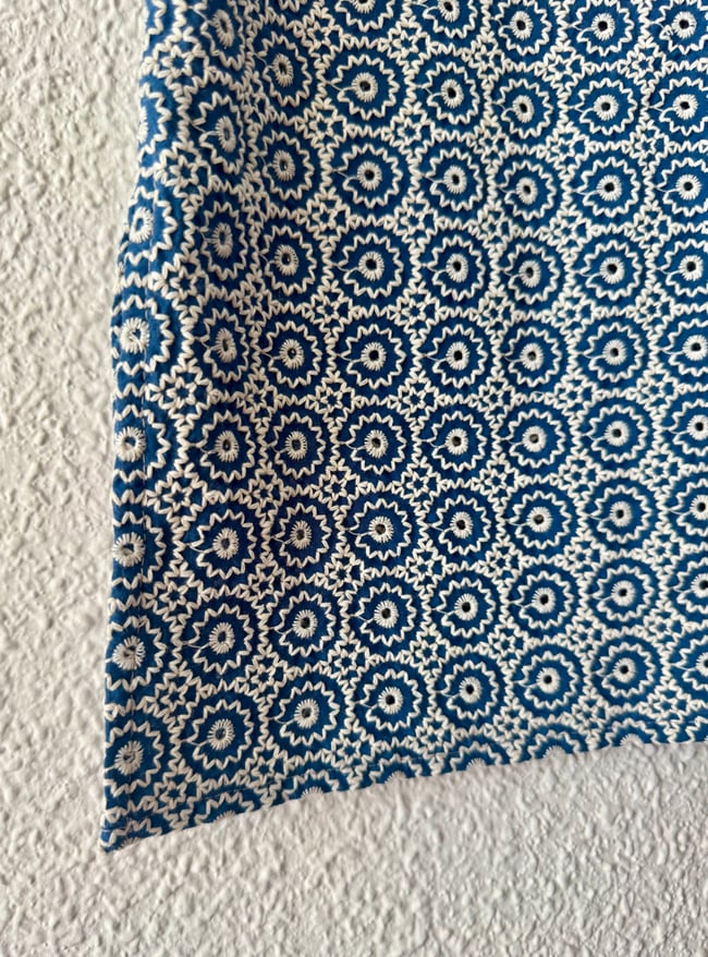 BLUE BRODERIE ANGLAISE SHORT KAFTAN