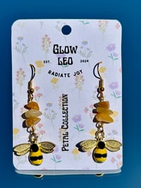 Image 3 of Agate Bumble Bee Earrings