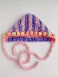 Image 3 of Sofie and Iris Striped Dark Lavender, Pink, Coral and Neon Pastel Mohair Bubble Bonnet