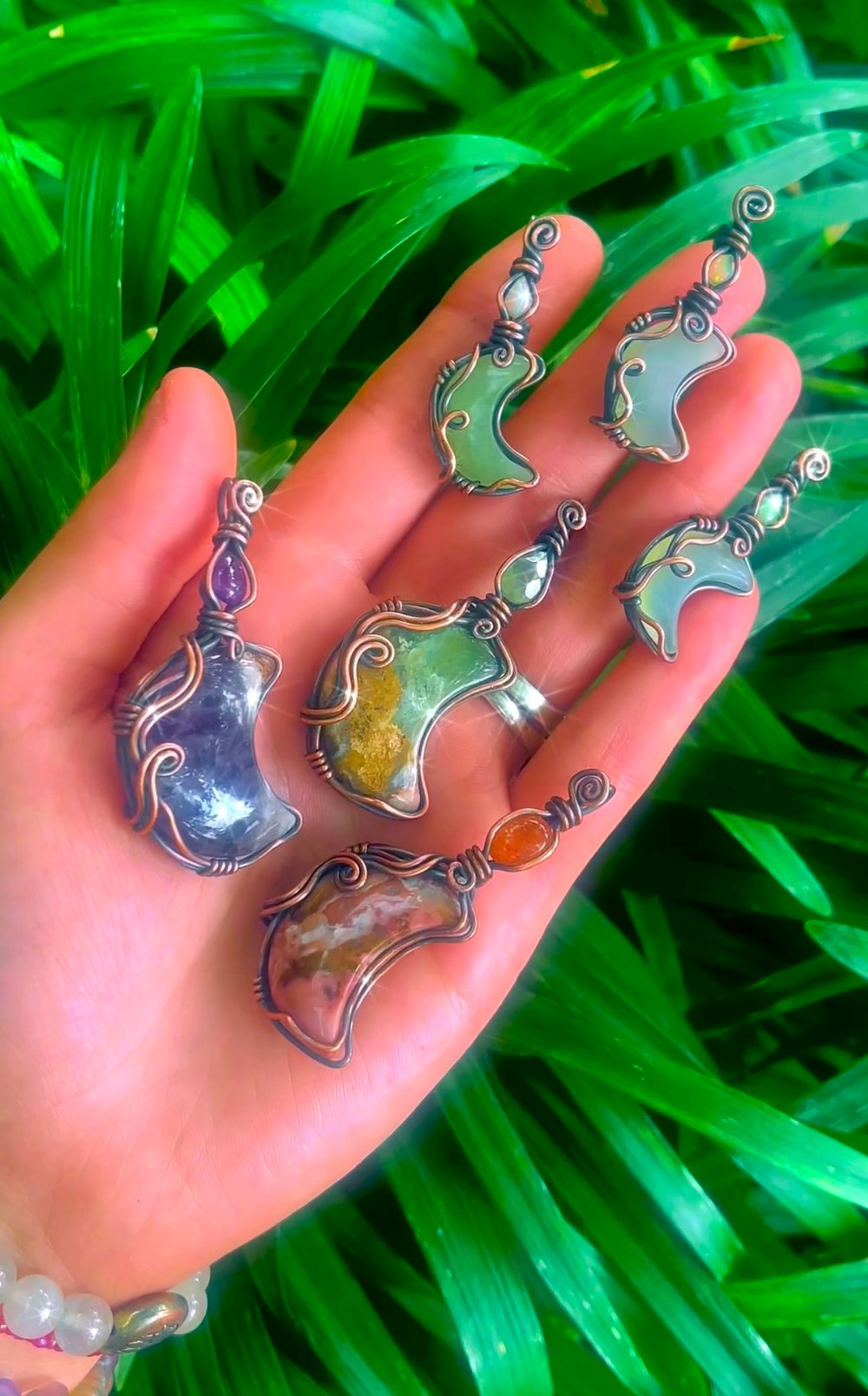 Jade + Opal Mini Moon Pendantz