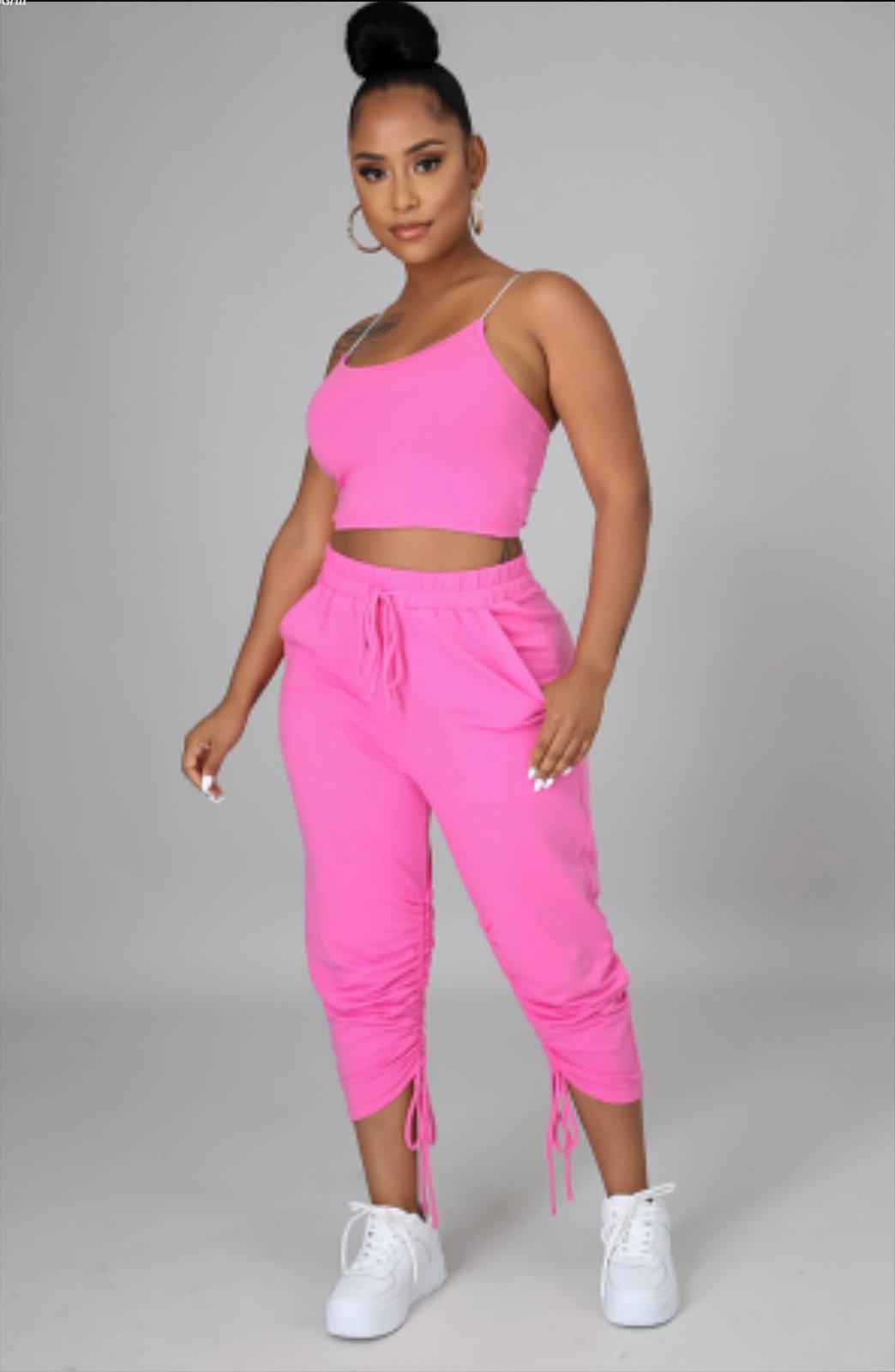 hot pink two piece pants set