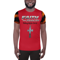 Image 2 of Men's athletic t-shirt (Faith Fearless) Riding with Christ