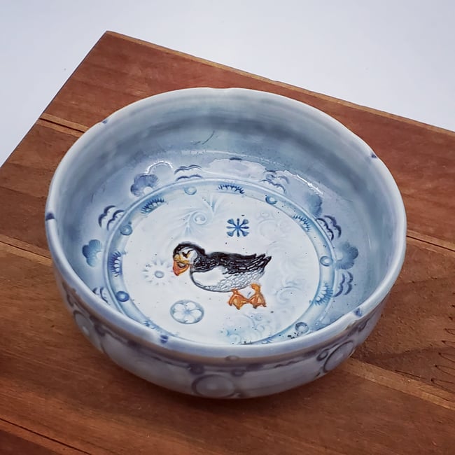 Porcelain Puffin Keepsake Dish
