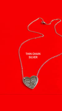 Image 5 of CRYING FACE ENGRAVED HEART CHAIN 