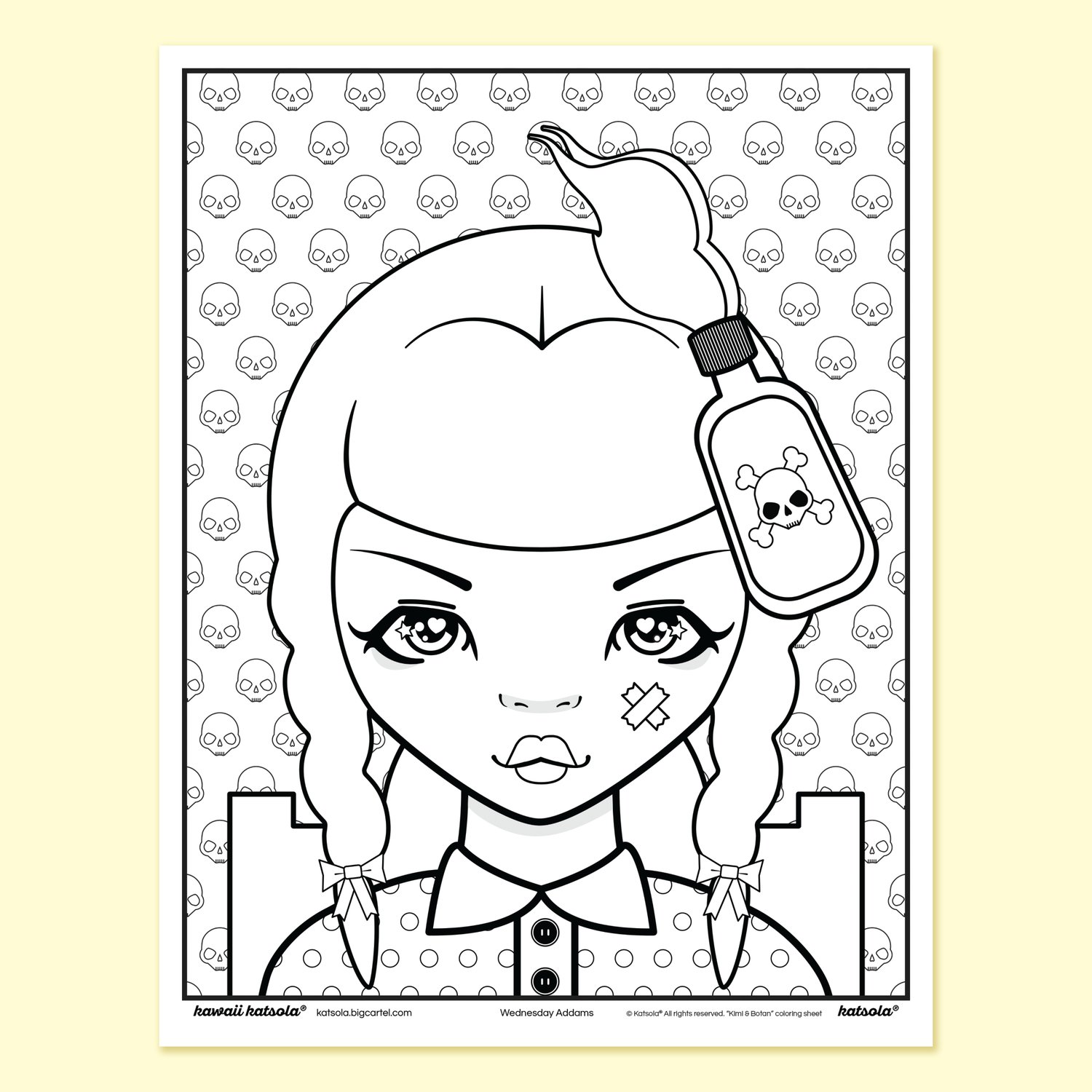 Image of Wednesday Addams x Katsola Coloring Page