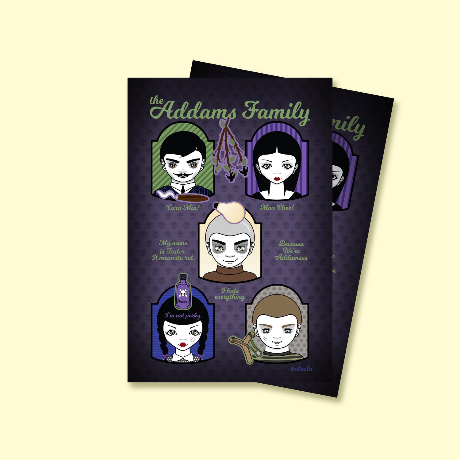Image of The Addams Family x Katsolaween Postcard (Pre-order)