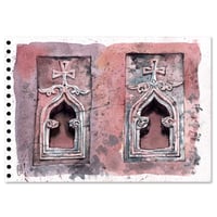 Image 1 of Original Painting - "Fenêtres d'église à lalibela" - 21x30 cm