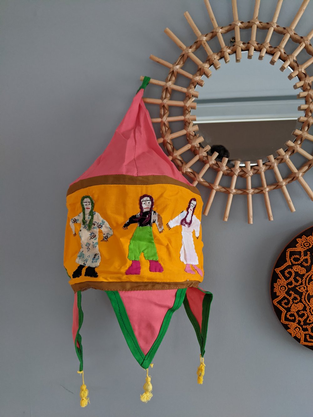 Image of Pipli Applique Work Lampshade/Hanging from India