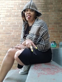 Image 4 of HOUNDSTOOTH HOODED PONCHO