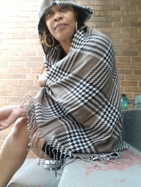 Image 5 of HOUNDSTOOTH HOODED PONCHO