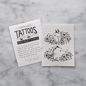 Image of Fox and Bear Cameo Temporary Tattoos