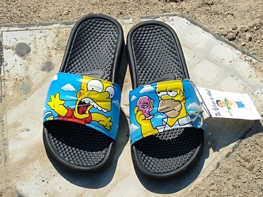 The Simpsons Custom Nike Slides | The Kolossus of