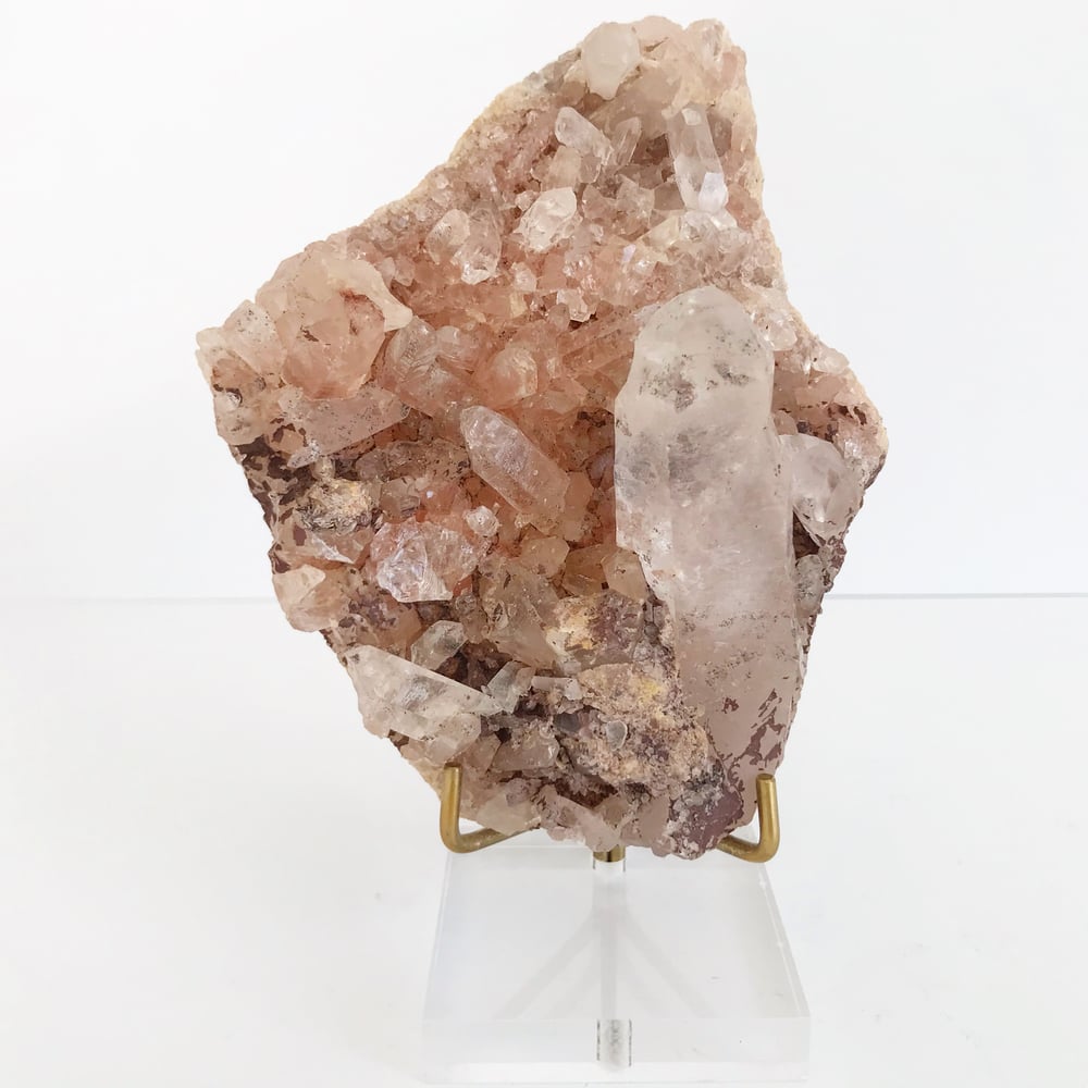 Image of Pink Himalayan Quartz no.45 + Lucite and Brass Stand