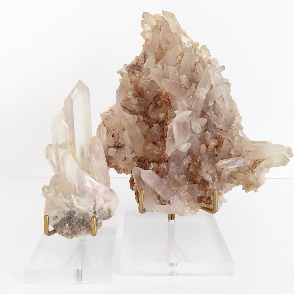 Image of Pink Quartz no.60 + Lucite and Brass Stand