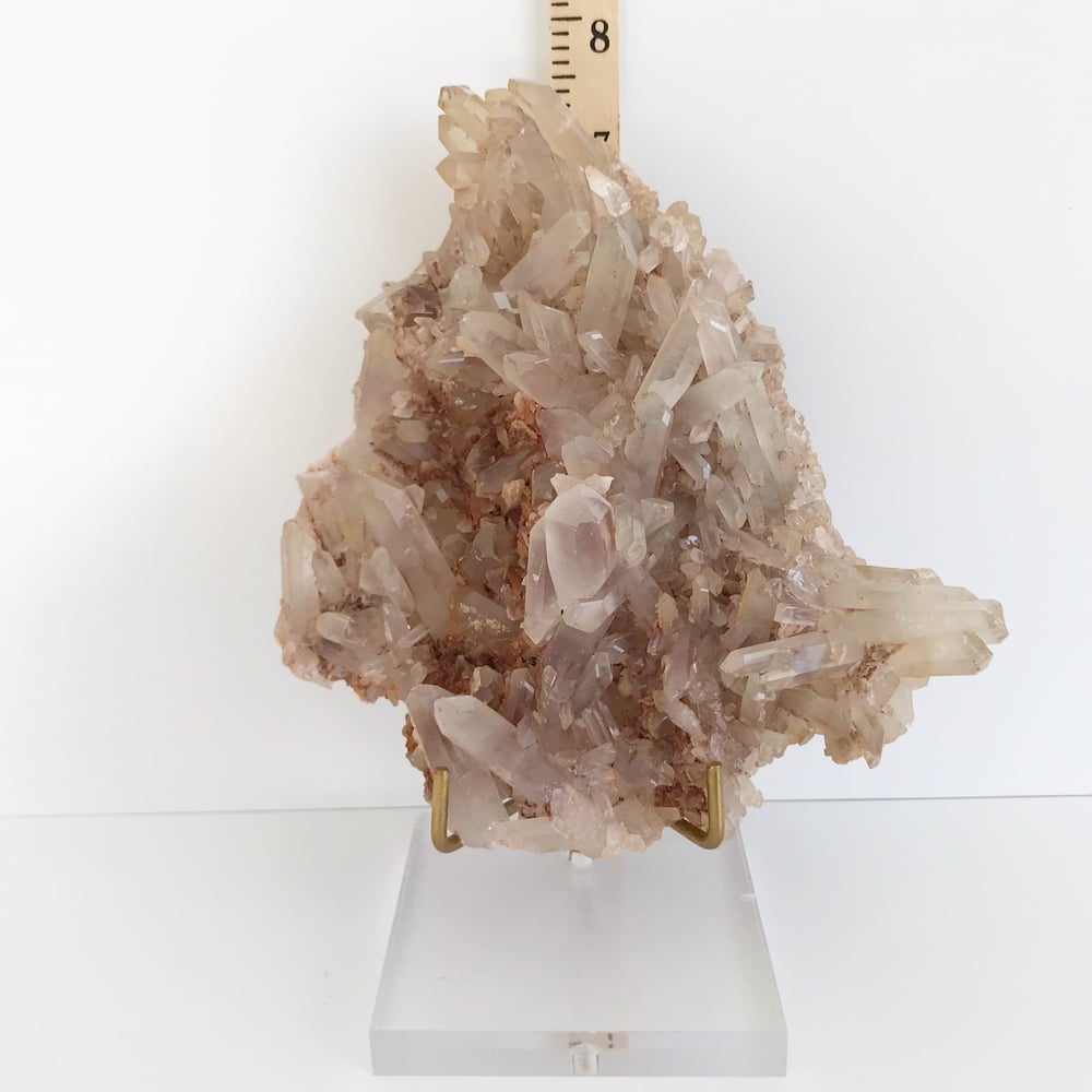 Image of Pink Quartz no.60 + Lucite and Brass Stand