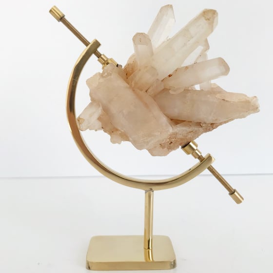Image of Pink Quartz no.75 + Brass Arc Stand