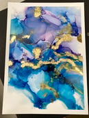 Image 3 of ‘Hydrangea’ Print A3 size with gold leaf accent 