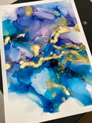 Image 4 of ‘Hydrangea’ Print A3 size with gold leaf accent 