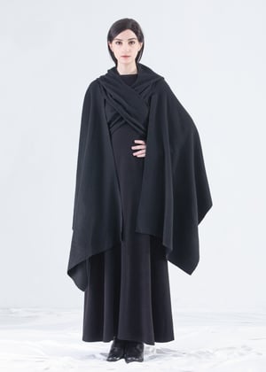 Image of Shawl Hooded Wrap Cape in Black