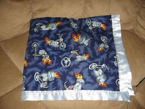 Image of Motorcyle infant blanket, crib sized