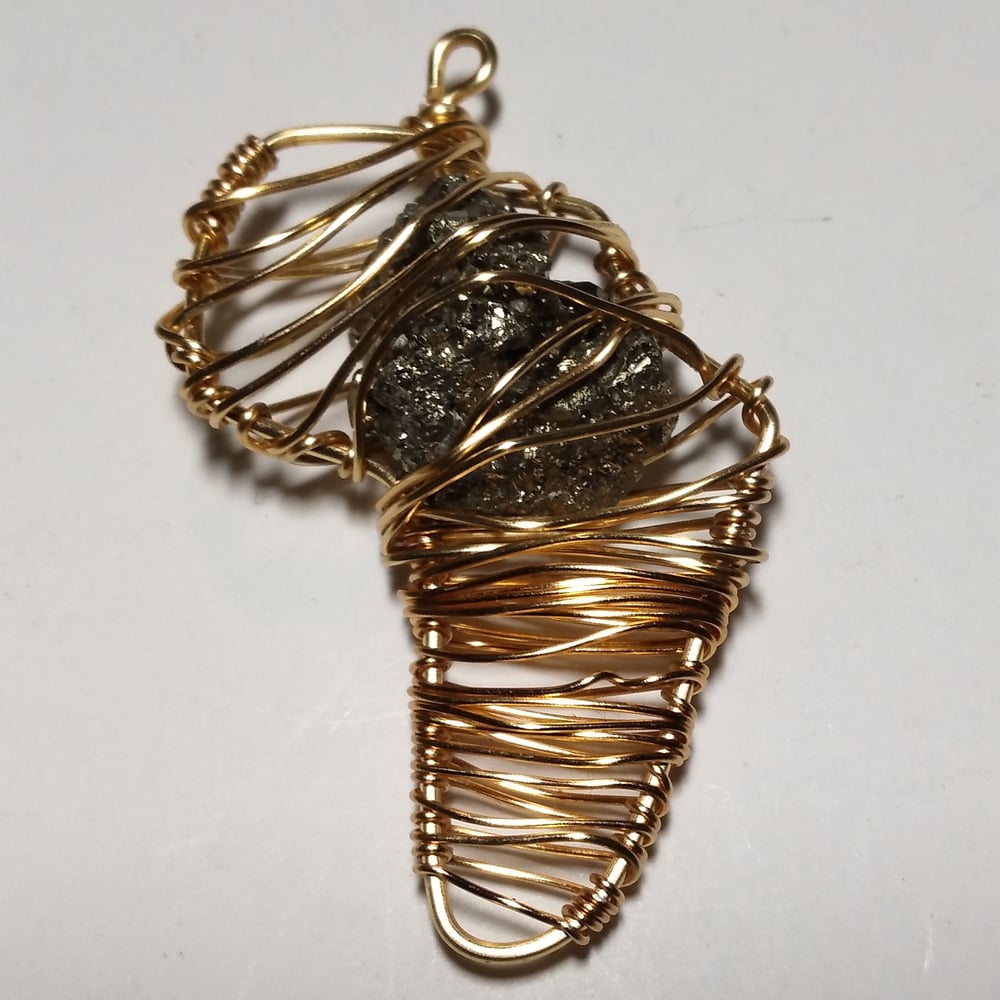 Image of Gold Africa Pendant with Pyrite (Small)