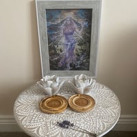 Image 1 of Lotus Flower Incense Stick and Cone Holders and White Lustre Rose Tea Light Holders