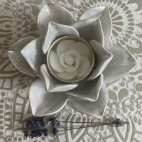 Image 4 of Lotus Flower Incense Stick and Cone Holders and White Lustre Rose Tea Light Holders