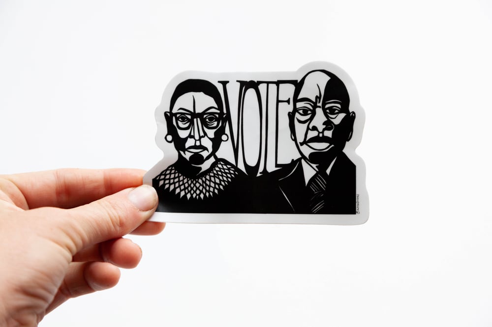 Image of Ruth Bader Ginsburg + John Lewis Vote Sticker
