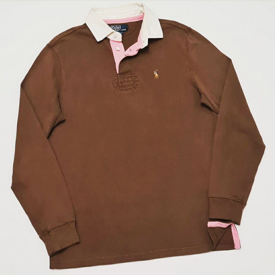 Image of Polo Ralph Lauren "Pink - Brown" Rugby /  Medium Custom Fit