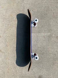 Image 5 of Blue Stained Complete Skateboard w/ Metallic Red Trucks