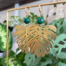 Image 2 of Malachite Monstera Earrings