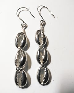 Image of Triple Silver Cowrie Shell Dangles