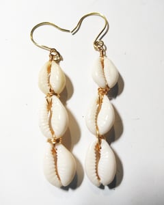 Image of Triple Cowrie Shell Dangles