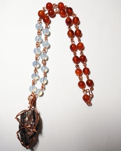 Image of Carnelian and Moonstone with Black Tourmaline Necklace