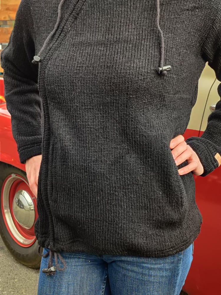 Image of Hand-Knit Wool Sweater with Side Zipper