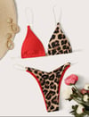 Red And Leopard Triangle Bikini 