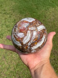 Image 5 of Amethyst With Mexican Lace Agate Sphere  #594