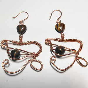 Image of Copper Eye of Ra Tigers Eye Earrings