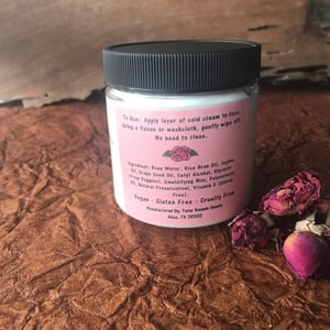 Image of Rose Cold Cream Makeup Remover - Made with Rose  Water Jojoba Oil &amp; Vitamin E - 4 OUNCES - Vegan