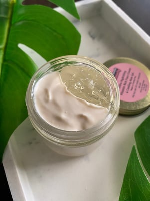 Image of Ultra Hydrating Vitamin Rich Face Cream &amp; Aloe Gel - Vegan Cruelty Free 2 Ounces - Glass Jar