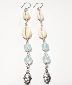 Image of Moonstone, Cowries and Buddha Earrings