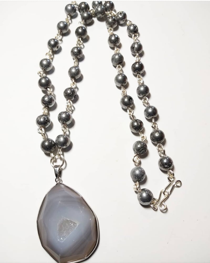 Image of Silver Druzy Agate Necklace