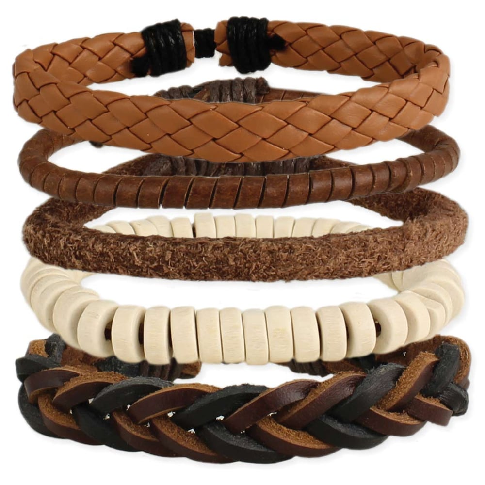 Image of Man About Town Leather Men's Bracelet Set