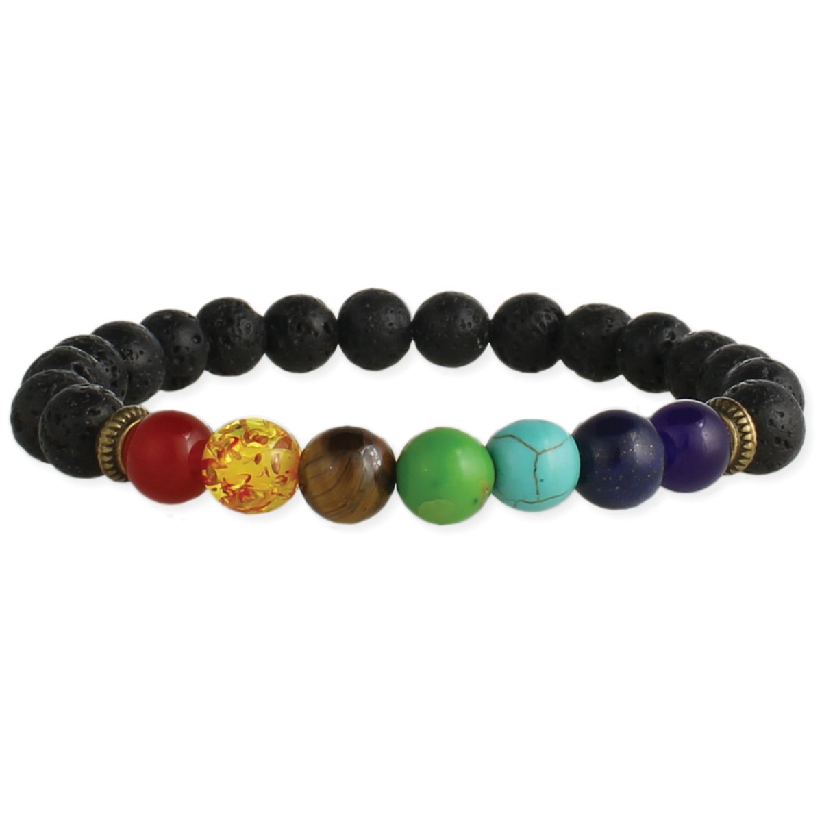 Image of Chakra Stone & Lava Bead Essential Oil Diffuser Stretch Bracelet