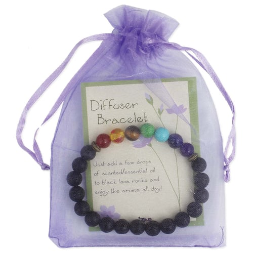 Image of Chakra Stone & Lava Bead Essential Oil Diffuser Stretch Bracelet