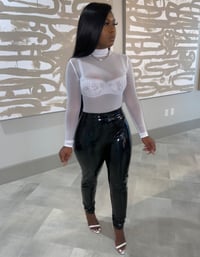 Image 1 of Mesh Mock Neck | White Bodysuit 