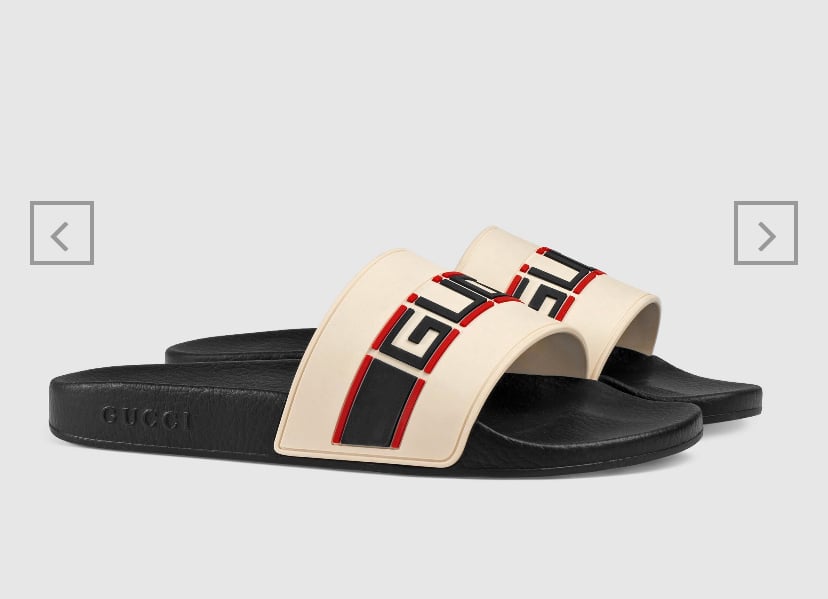 gucci striped slides